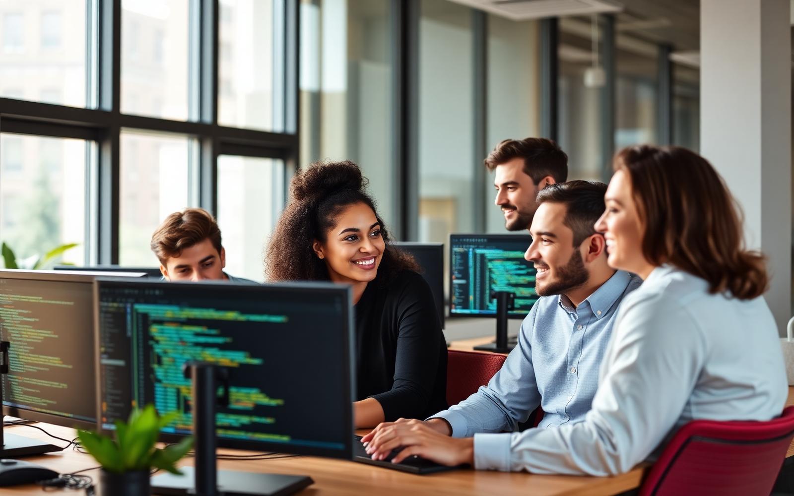 Software team collaborating